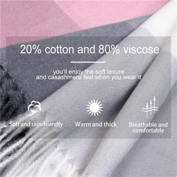 Scarf Wraps Pashminas Pashmina Shawls Warm Winter Long Large Plaid - Picture 5 of 6